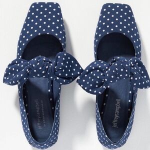 Jeffrey Campbell | Printed Bow Square Toe Mary Jane Navy Polka Dot Rockabilly 9